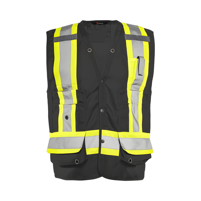 Deluxe Surveyor Vest, 4" Refl. Tape, Black, 5XL