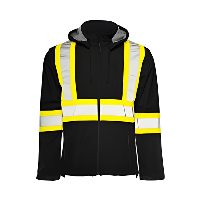 Soft Shell Traffic Jacket, 4" Refl. Tape, Black, Medium