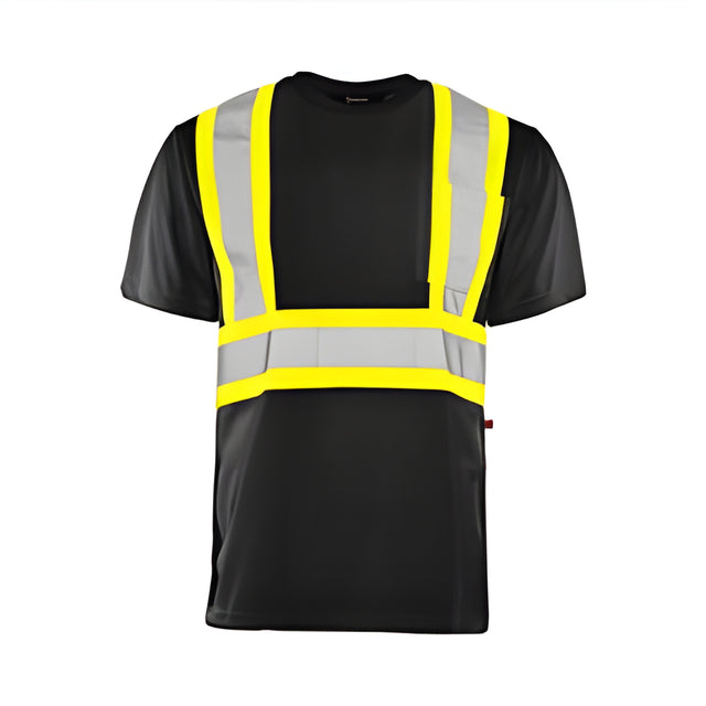 Short Sleeved Traffic T-Shirt, Polyester, Black, 4" Reflective Tape, 3XL