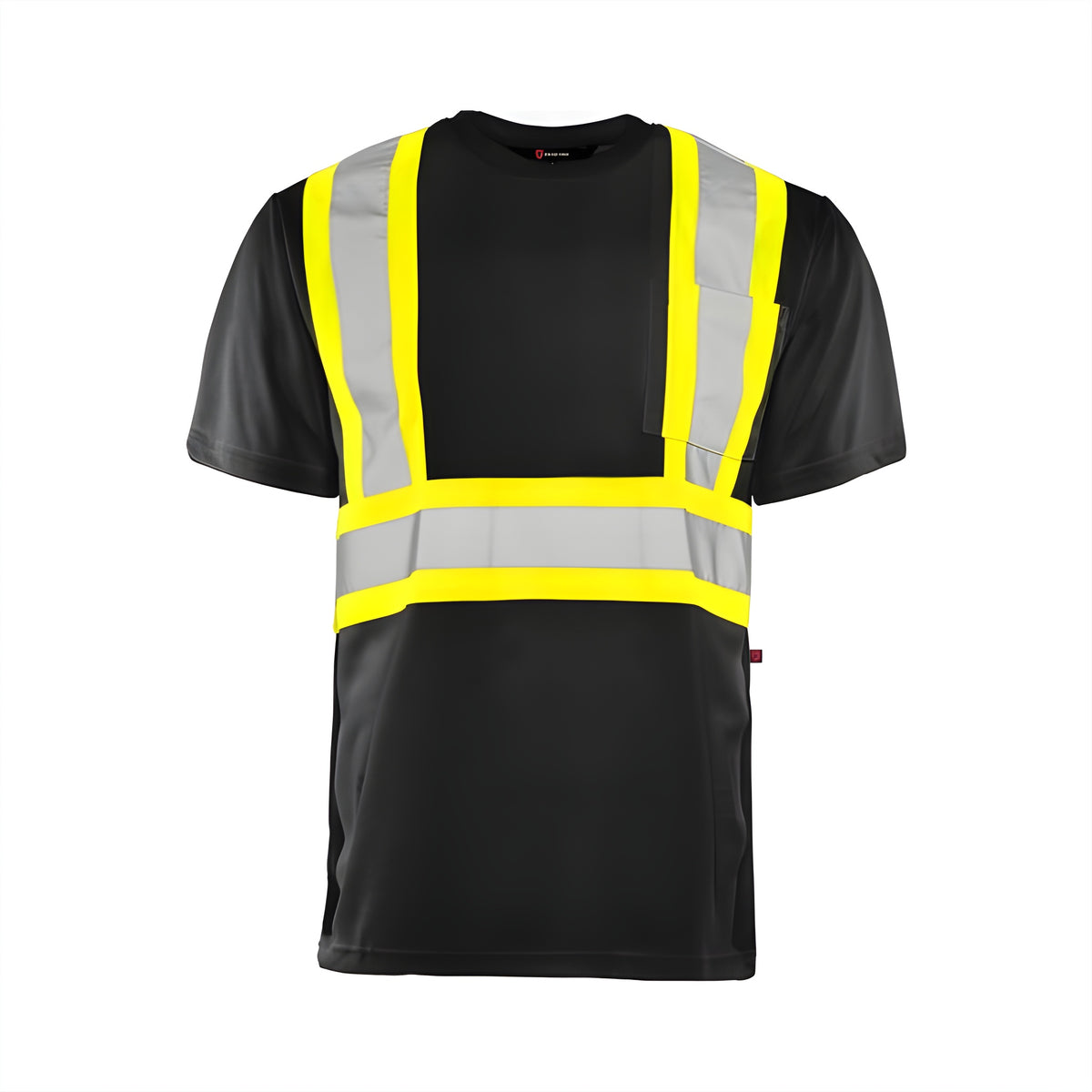 Short Sleeved Traffic T-Shirt, Polyester, Black, 4" Reflective Tape, Medium- 1 Each