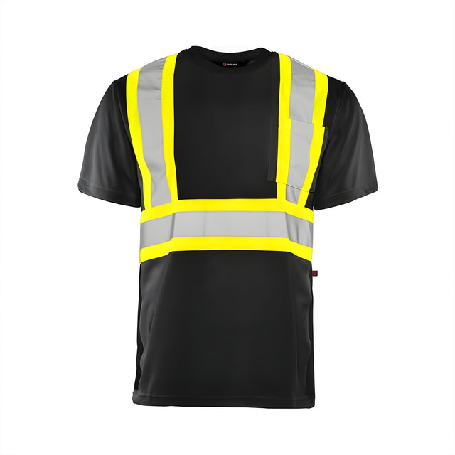 Short Sleeved Traffic T-Shirt, Polyester, Black, 4" Reflective Tape, X-Large