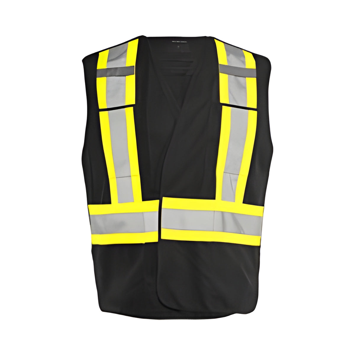 5 Pt. Tearaway Solid Traffic Vest, 4" Reflective Tape, 4 Pockets, Black, 2XL/3XL- 1 Each
