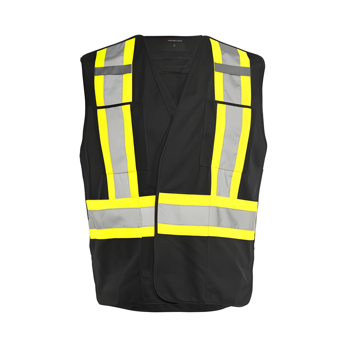 5 Pt. Tearaway Solid Traffic Vest, 4" Reflective Tape, 4 Pockets, Black, Large/XL- 1 Each