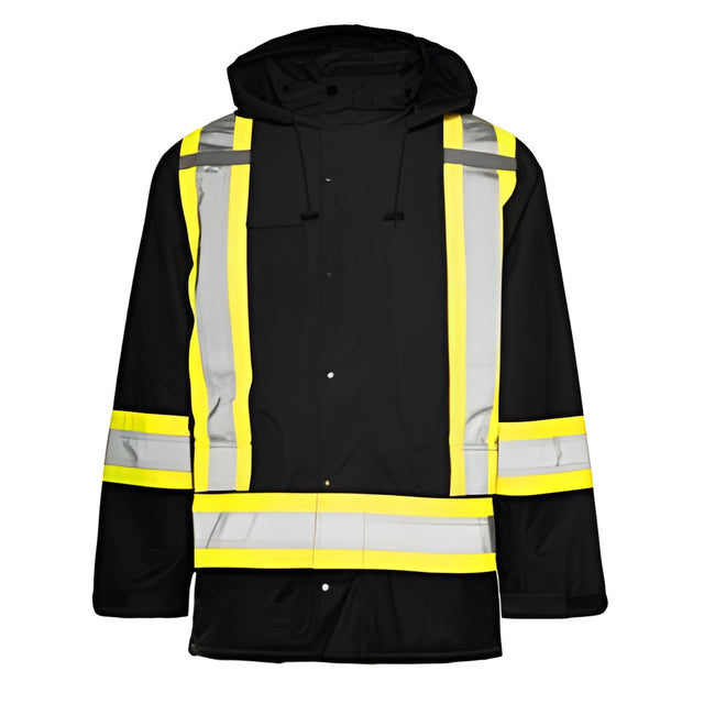 Winter Traffic Parka, 4" Reflective Tape, Black, Small