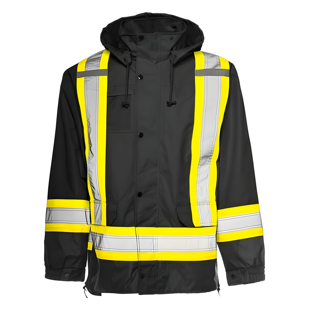 6 - in -1 Winter Traffic Parka, 4" Reflective Tape, Black, 3XL- 1 Each