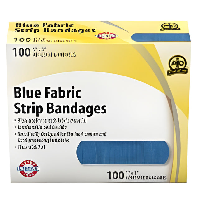 Blue Fabric Strip Bandage, 7.5 x 2.5cm – 100/Box