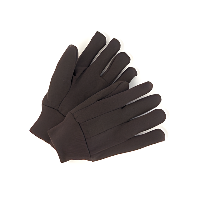 Brown Jersey Cotton Gloves, Knitwrist- Men's Size, Medium – 12 Pairs