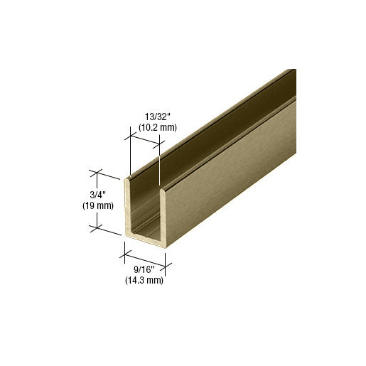 CRL brushed bronze deep U-channel for 3/8″ fixed panel frameless shower doors.