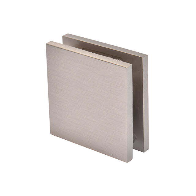 CRL Brushed Nickel Square Style Notch-in-Glass Fixed Panel U-Clamp
