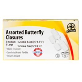 Butterfly Closures, Assorted Sizes- 10/Box