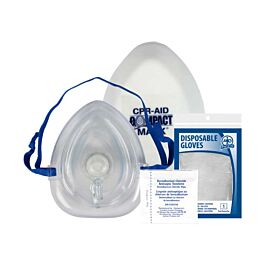 CPR Compact Mask w/ O2 Inlet, Case, Gloves & Wipes- 1 Ea