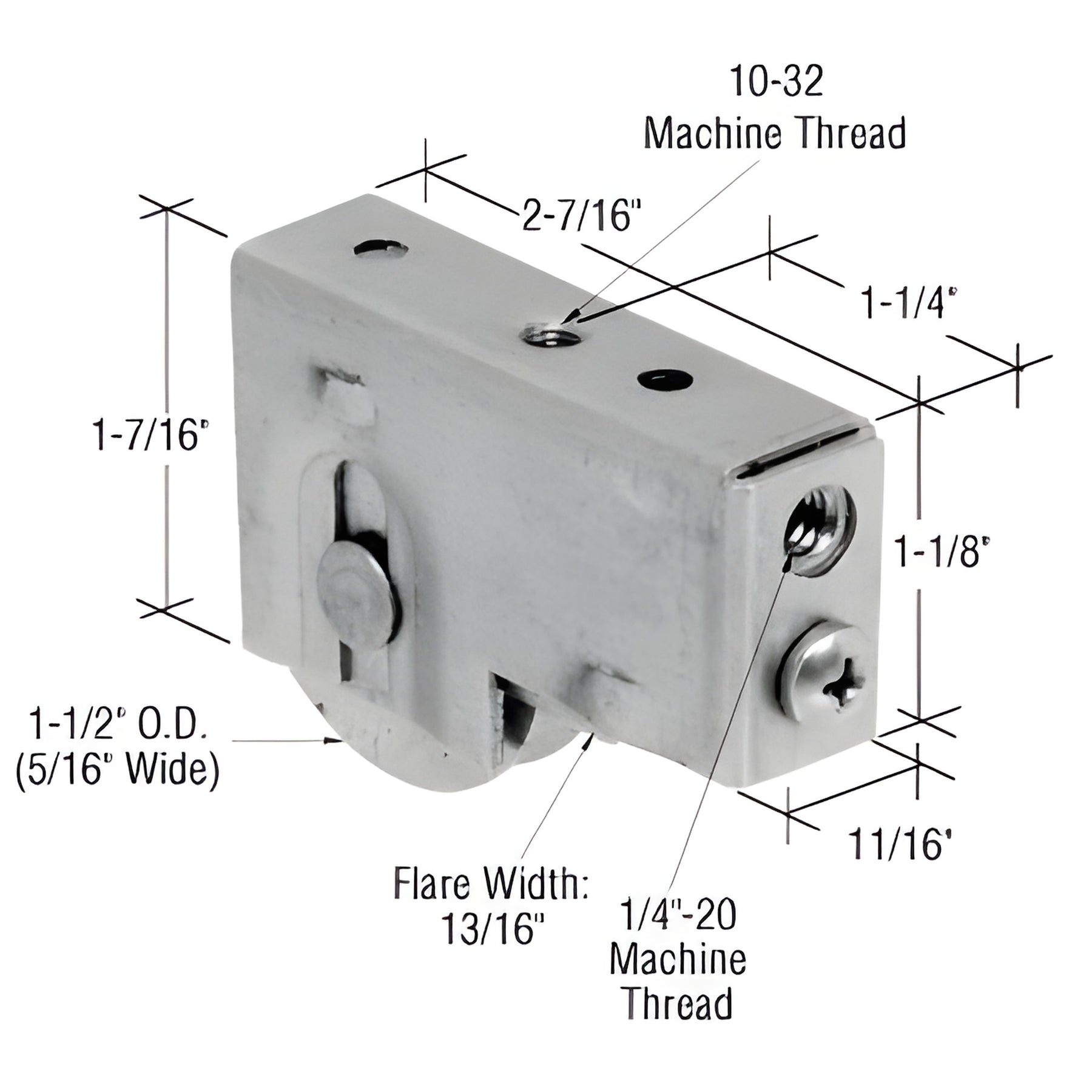 CRL 1-1/2" Stainless Steel Sliding Glass Door Roller With 11/16" Wide Housing