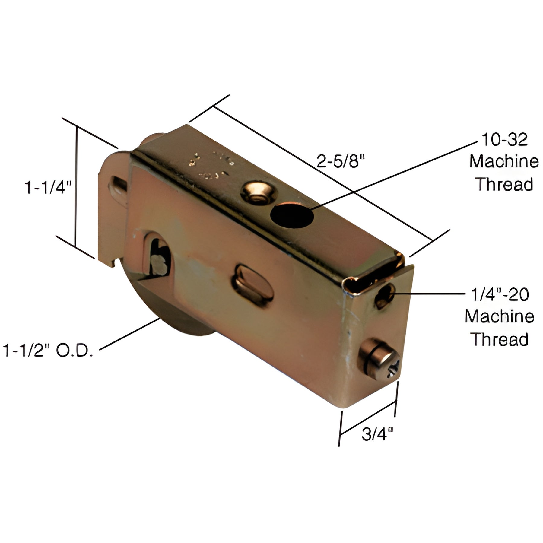 CRL 1-1/2" Steel Sliding Glass Door Roller with 3/4" Wide Housing for Daryl and Patio Magic Doors