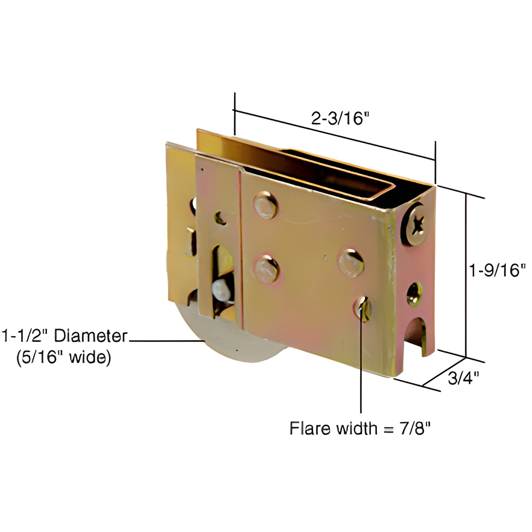 CRL 1-1/2" Steel Sliding Glass Door Roller with 3/4" Wide Housing for Harcar Doors