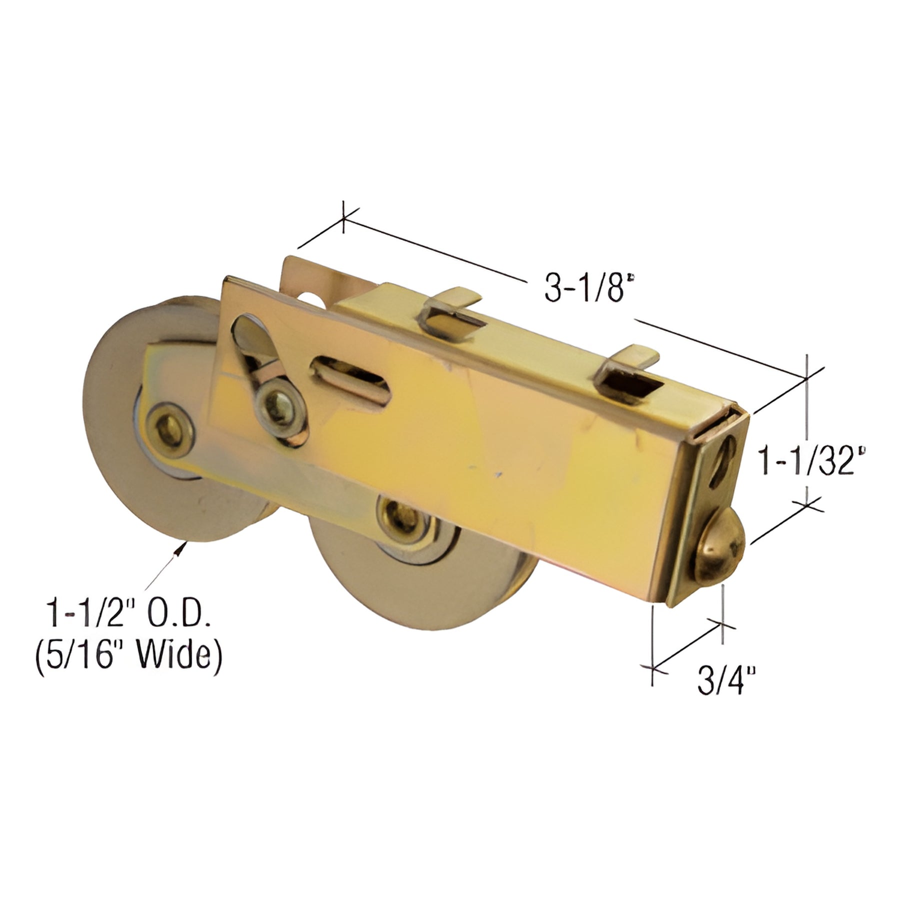 CRL 1-1/2" Steel Tandem Sliding Glass Door Roller with 3/4" Wide Housing for Smith Carry Doors