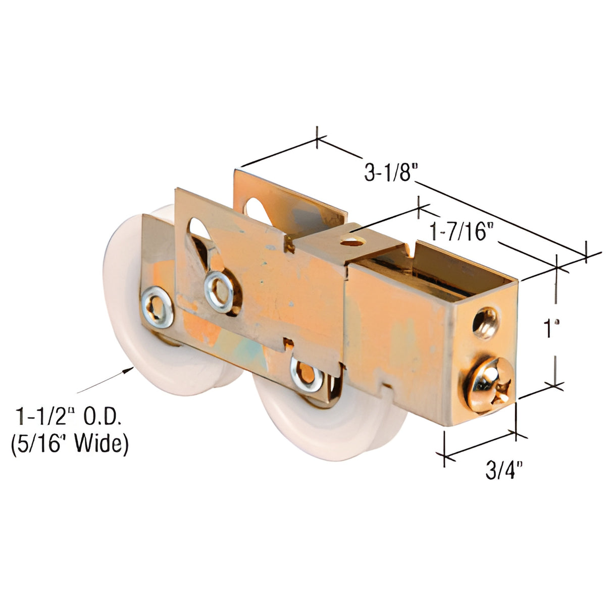 CRL 1-1/2" Tandem Nylon Ball Bearing Sliding Glass Door Roller with 3/4" Wide Housing