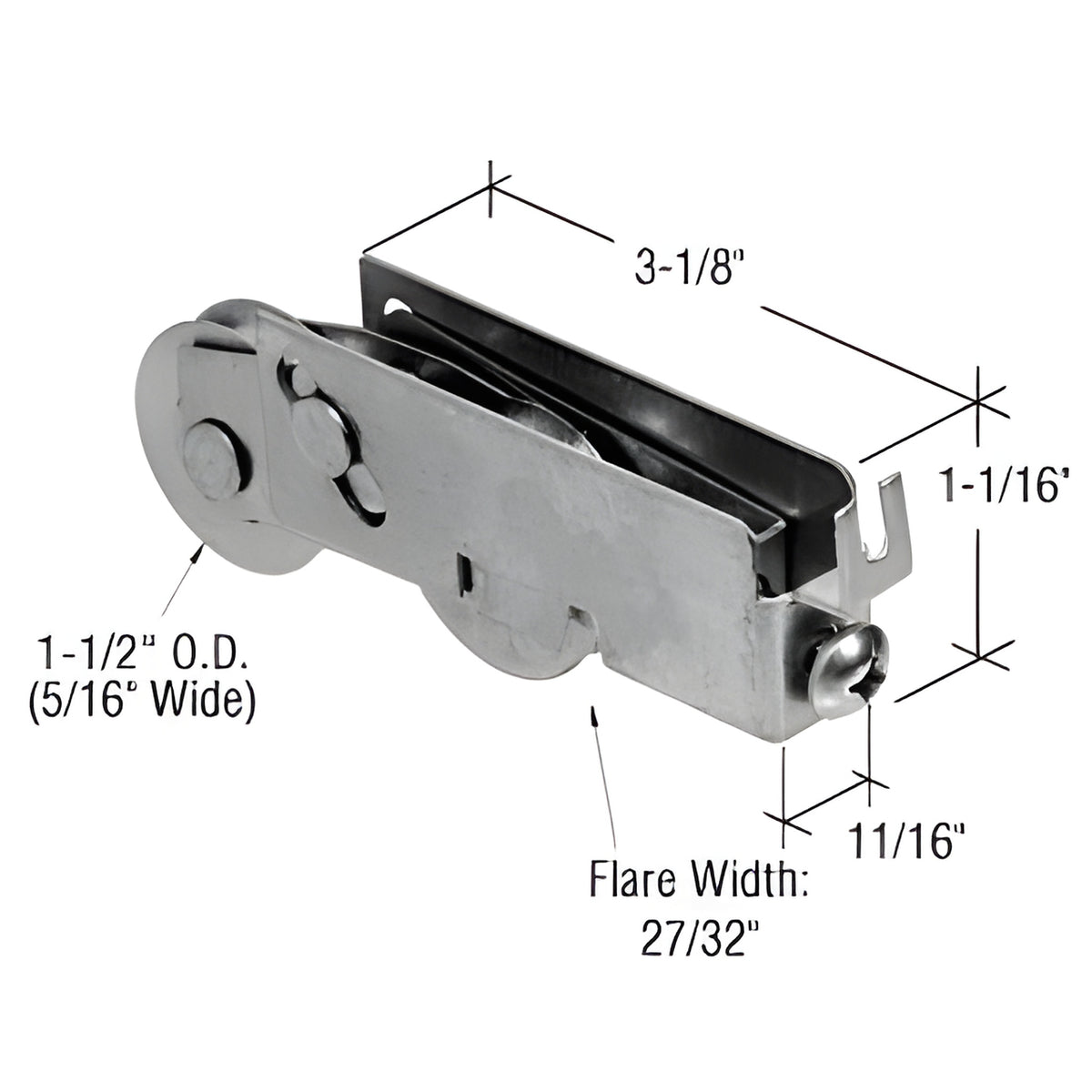 CRL 1-1/2" Tandem Stainless Steel Ball Bearing Sliding Glass Door Roller with 11/16" Wide Housing for Pacific Doors