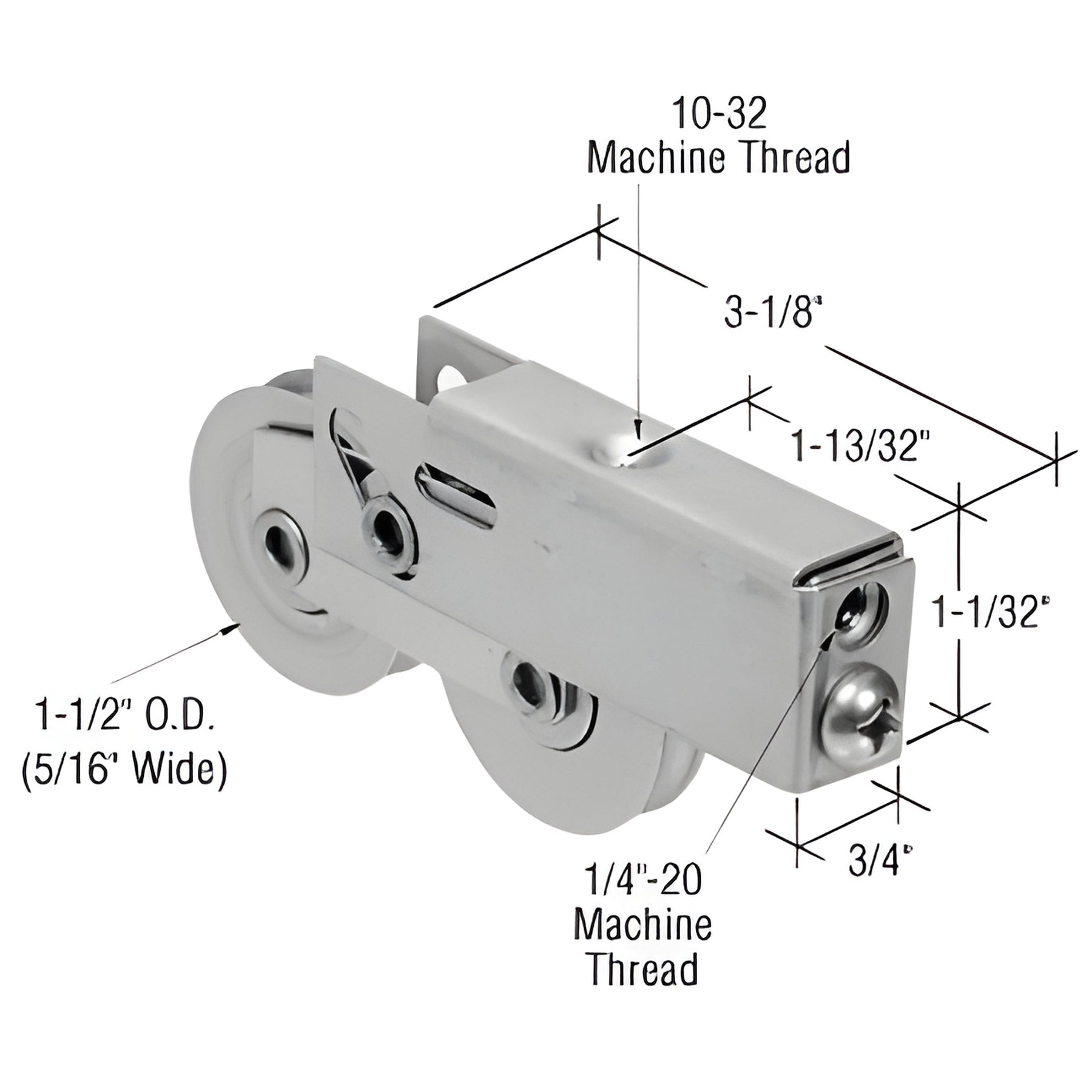 CRL 1-1/2" Tandem Stainless Steel Sliding Glass Door Roller with 3/4" Wide Housing