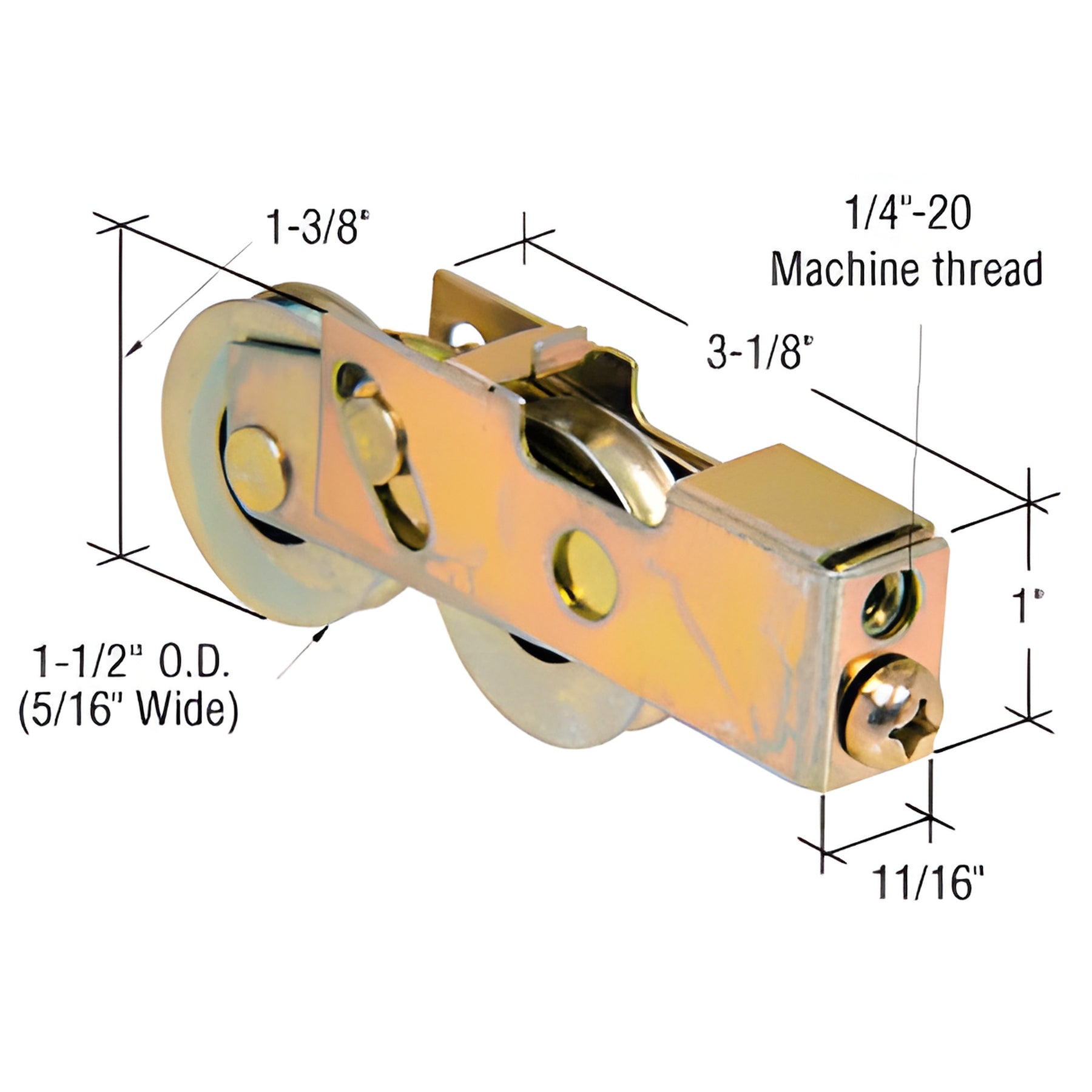 CRL 1-1/2" Tandem Steel Sliding Glass Door Roller with 11/16" Wide Housing