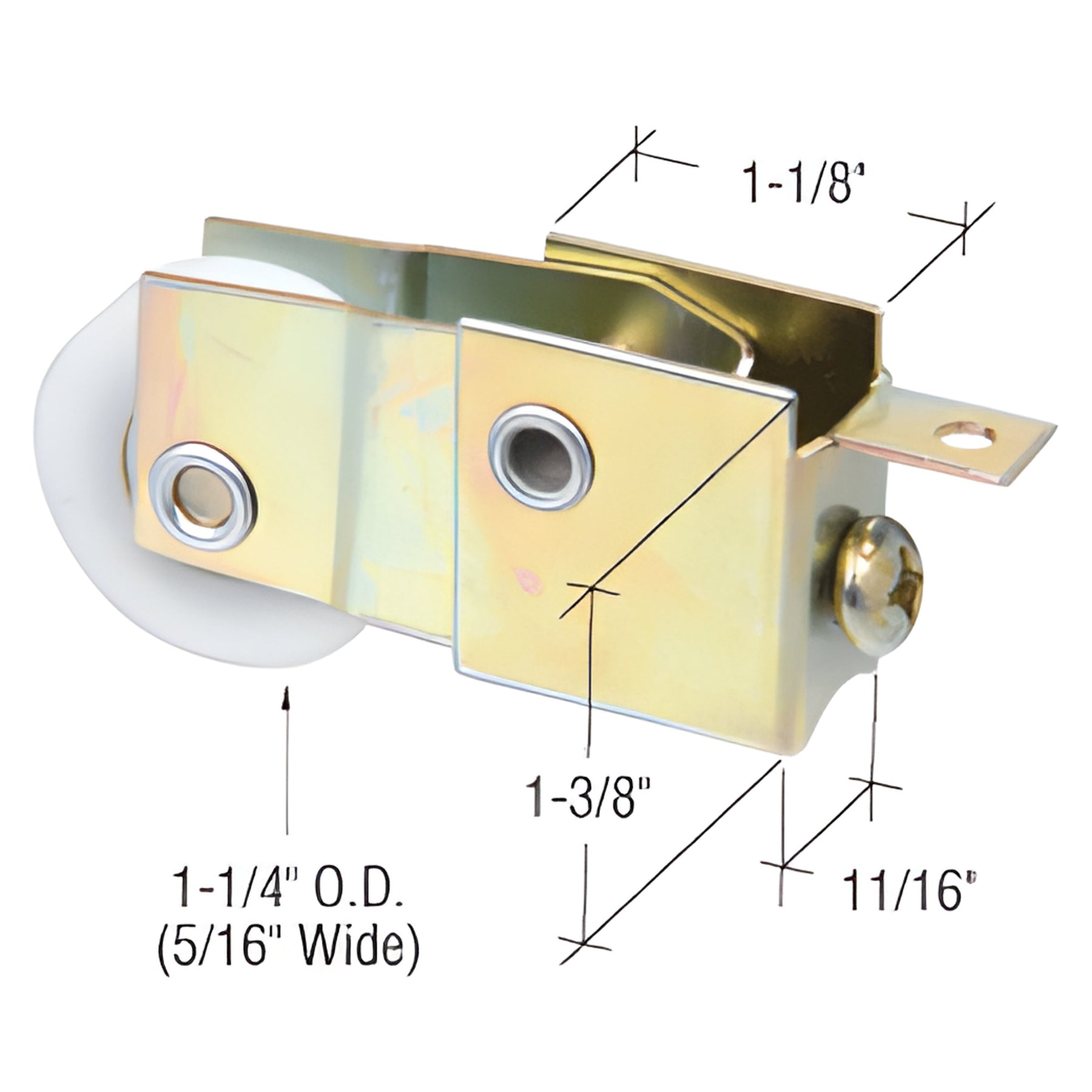 CRL 1-1/4" Nylon Sliding Glass Door Roller with 11/16" Wide Housing for Rebco-West Doors