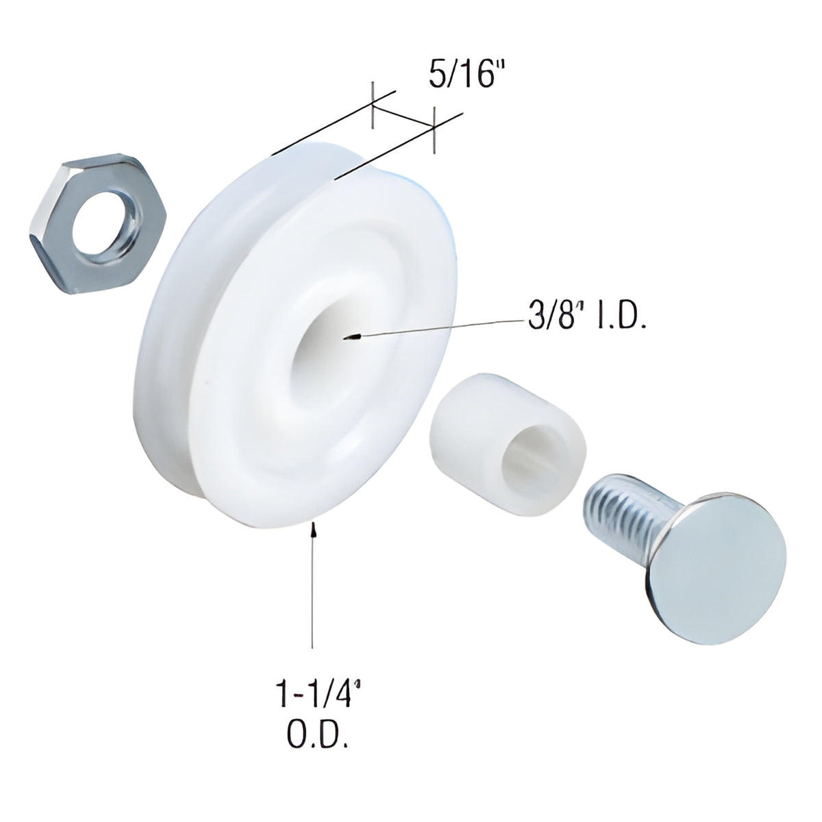 CRL 1-1/4" Nylon Sliding Screen Door Roller with Center Groove