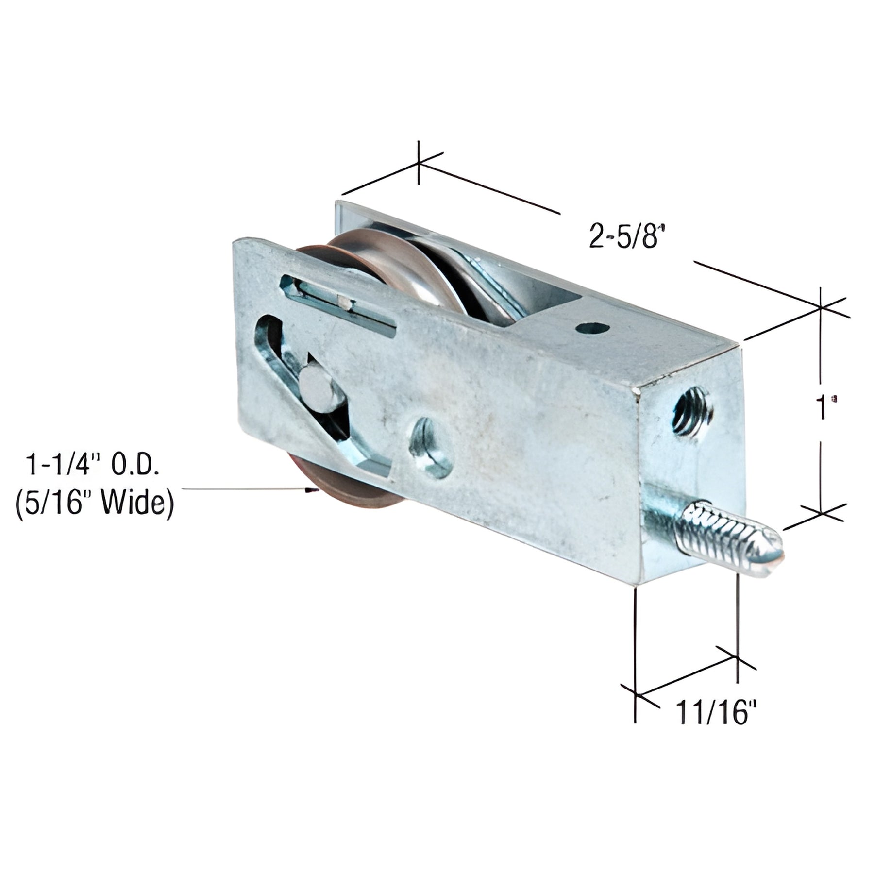 CRL 1-1/4" Stainless Steel Sliding Glass Door Roller with 11/16" Wide Housing for Trimview Doors