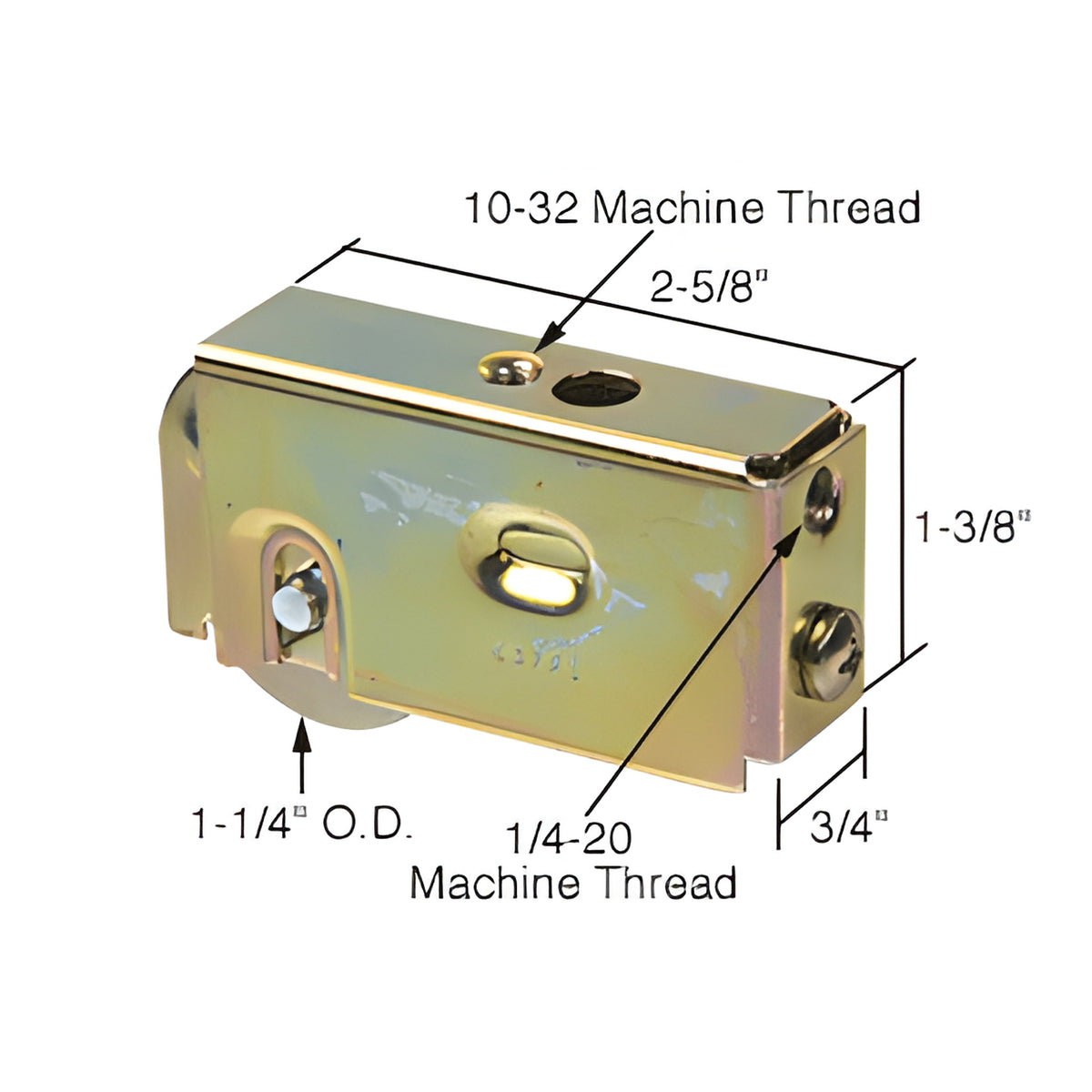 CRL 1-1/4" Steel Sliding Glass Door Roller with 3/4" Wide Housing