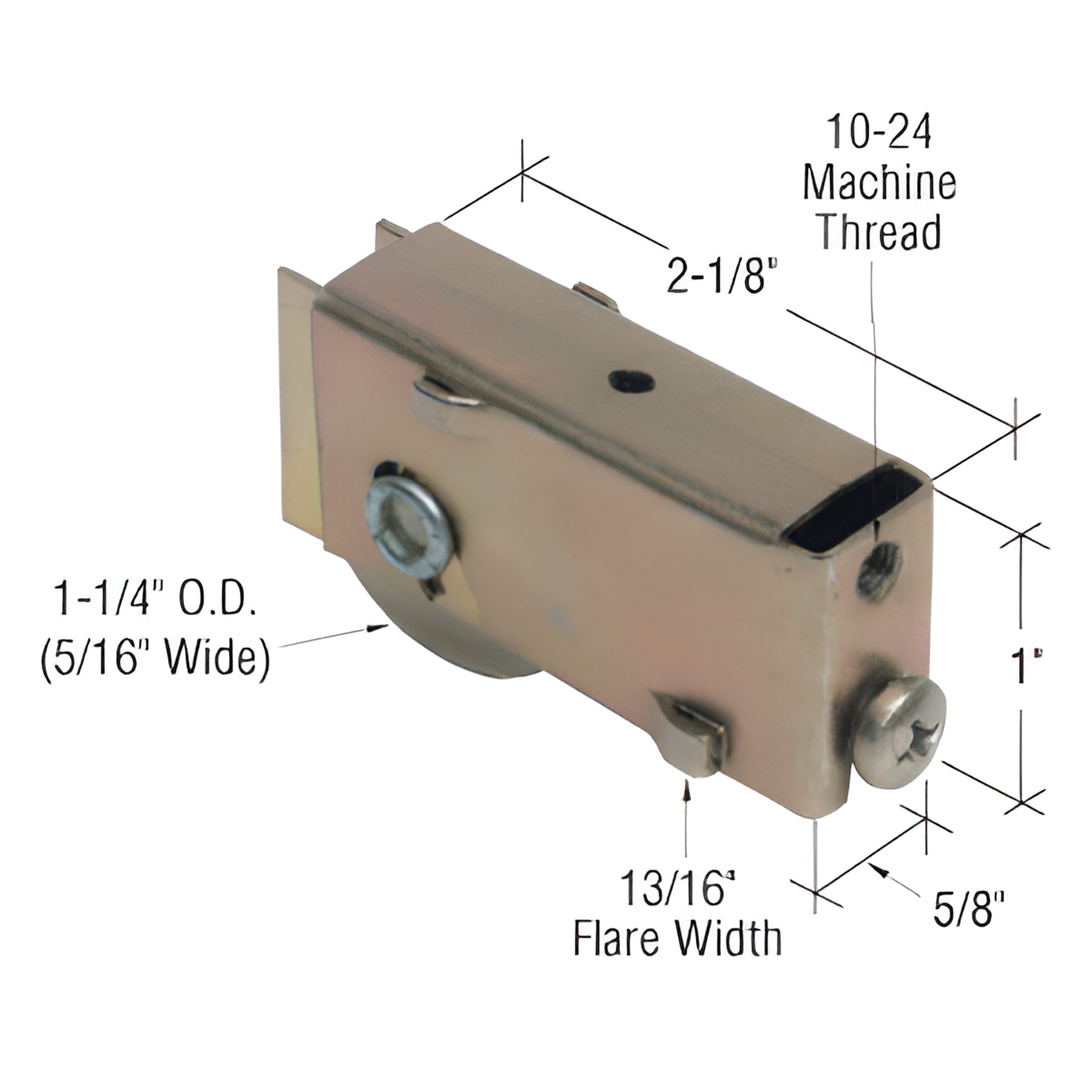 CRL 1-1/4" Steel Sliding Glass Door Roller with 9/16" Wide Housing for Acorn Doors