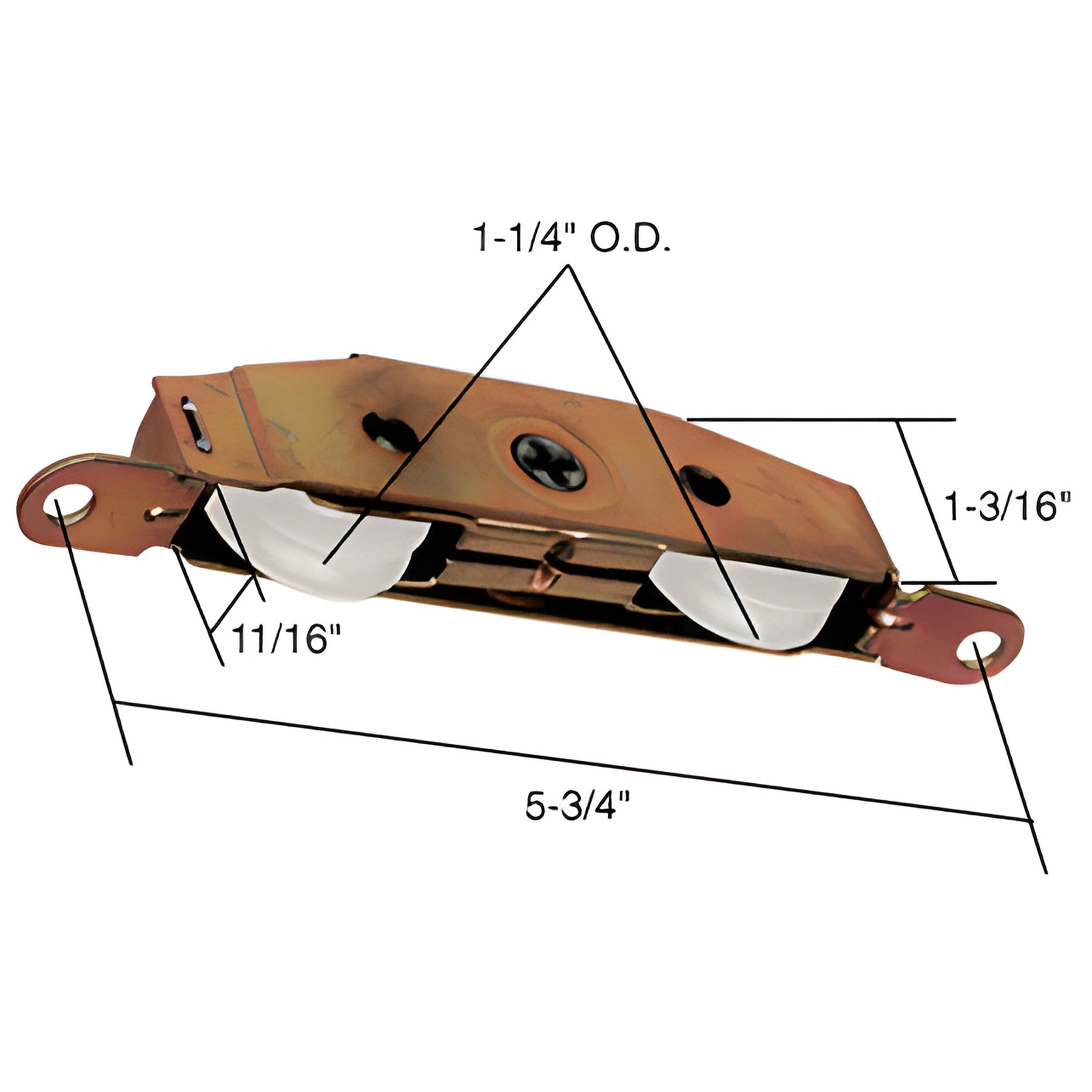 CRL 1-1/4" Tandem Nylon Sliding Glass Door Roller with 11/16" Wide Housing