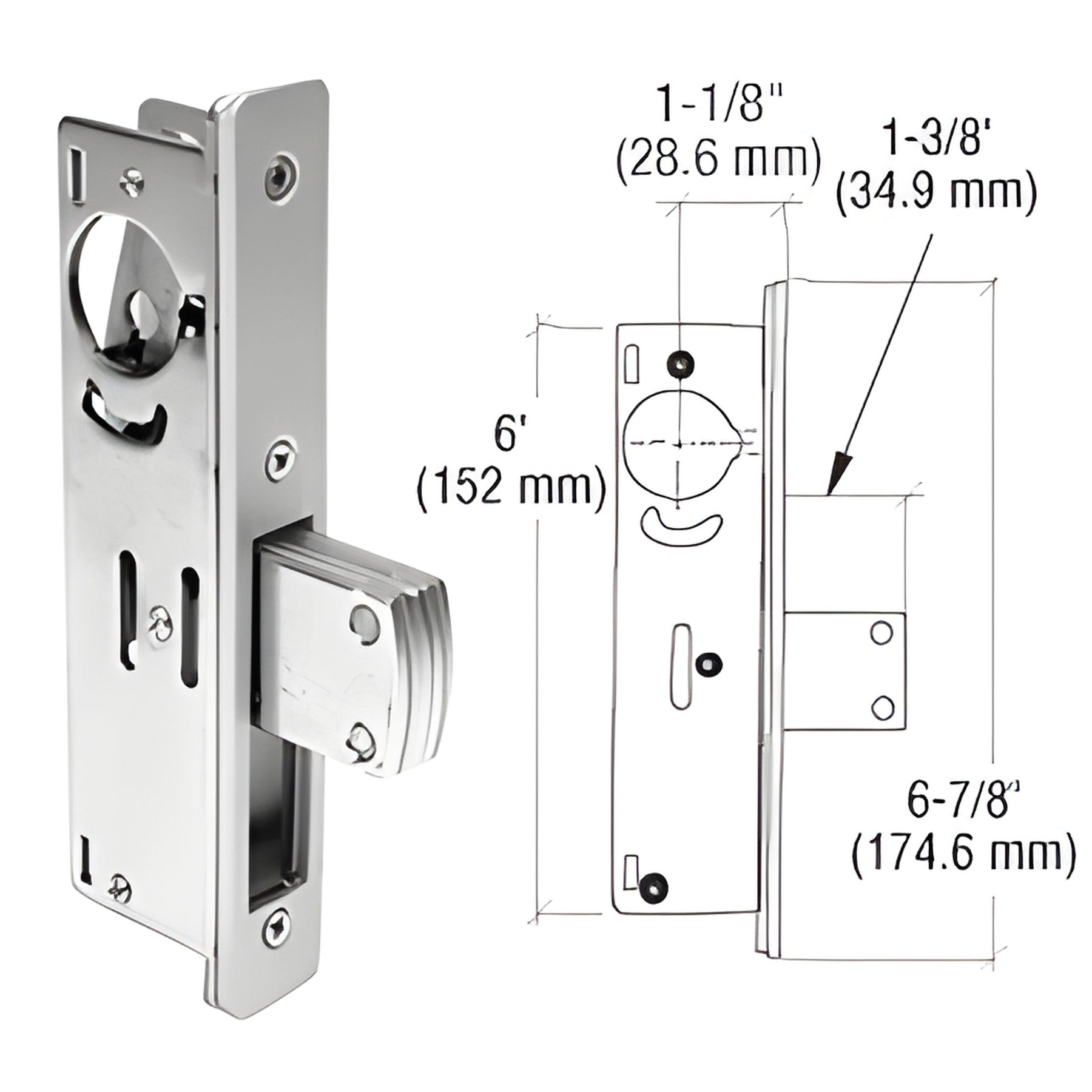 CRL 1-1/8" Backset Narrow Stile Long - Throw Deadlock