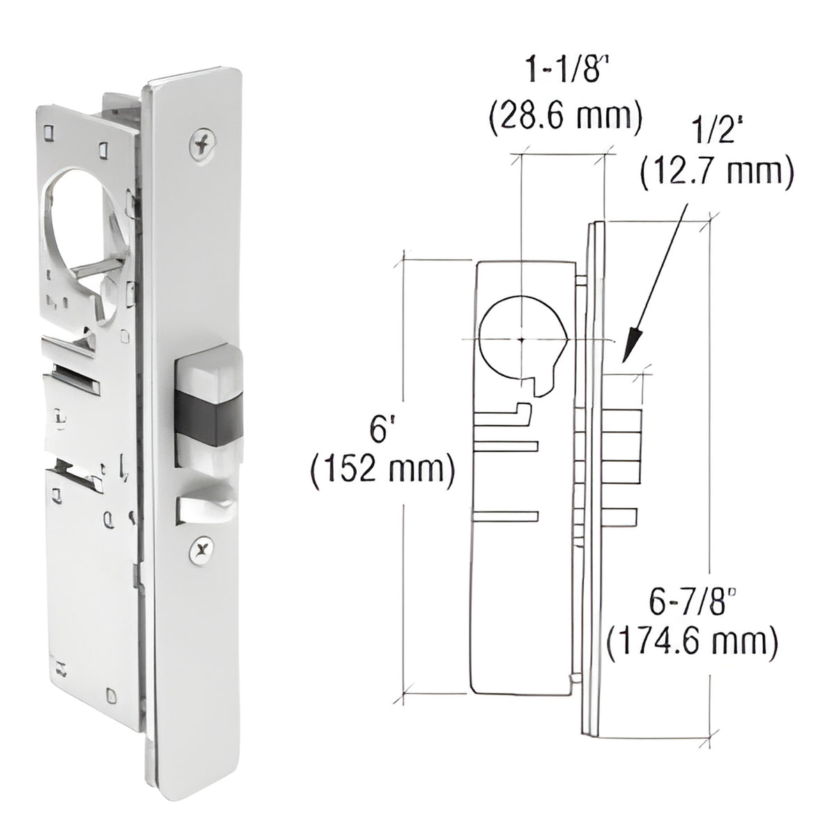 CRL 1-1/8" Backset Narrow Stile Right Hand Deadlatch Lock