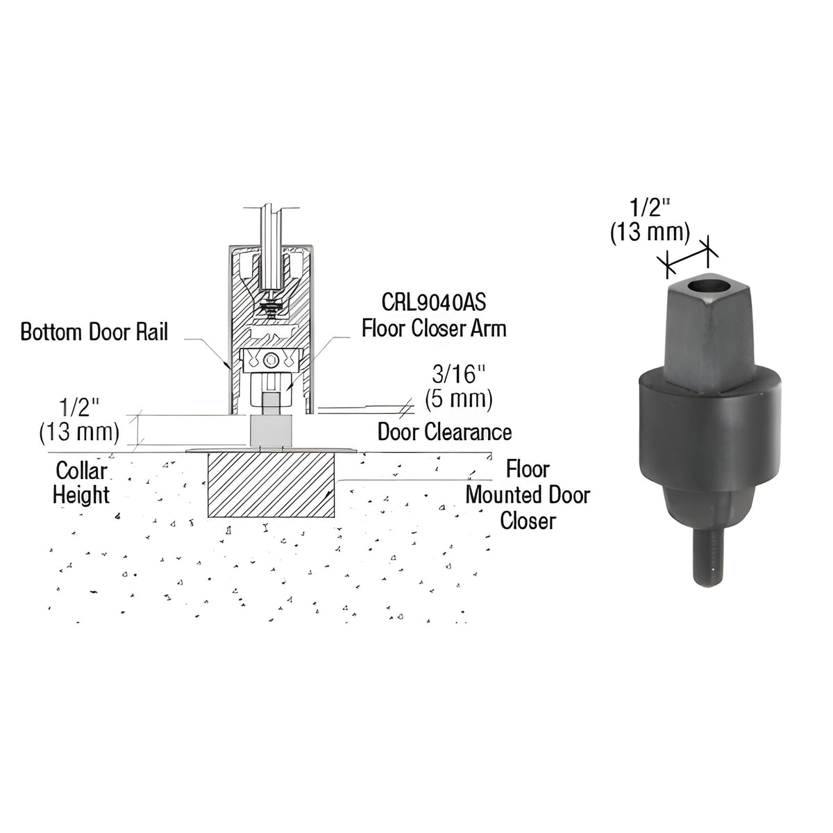 CRL 1/2" Collar Height "Mab" Type Spindle