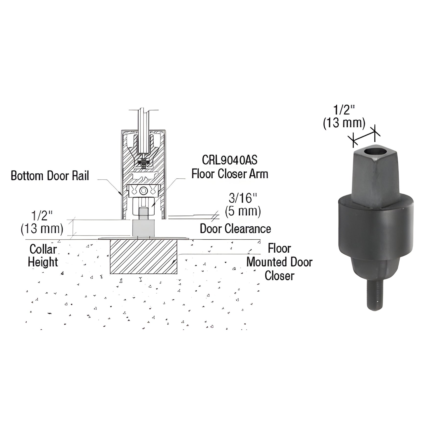 CRL 1/2" Collar Height "Mab" Type Spindle