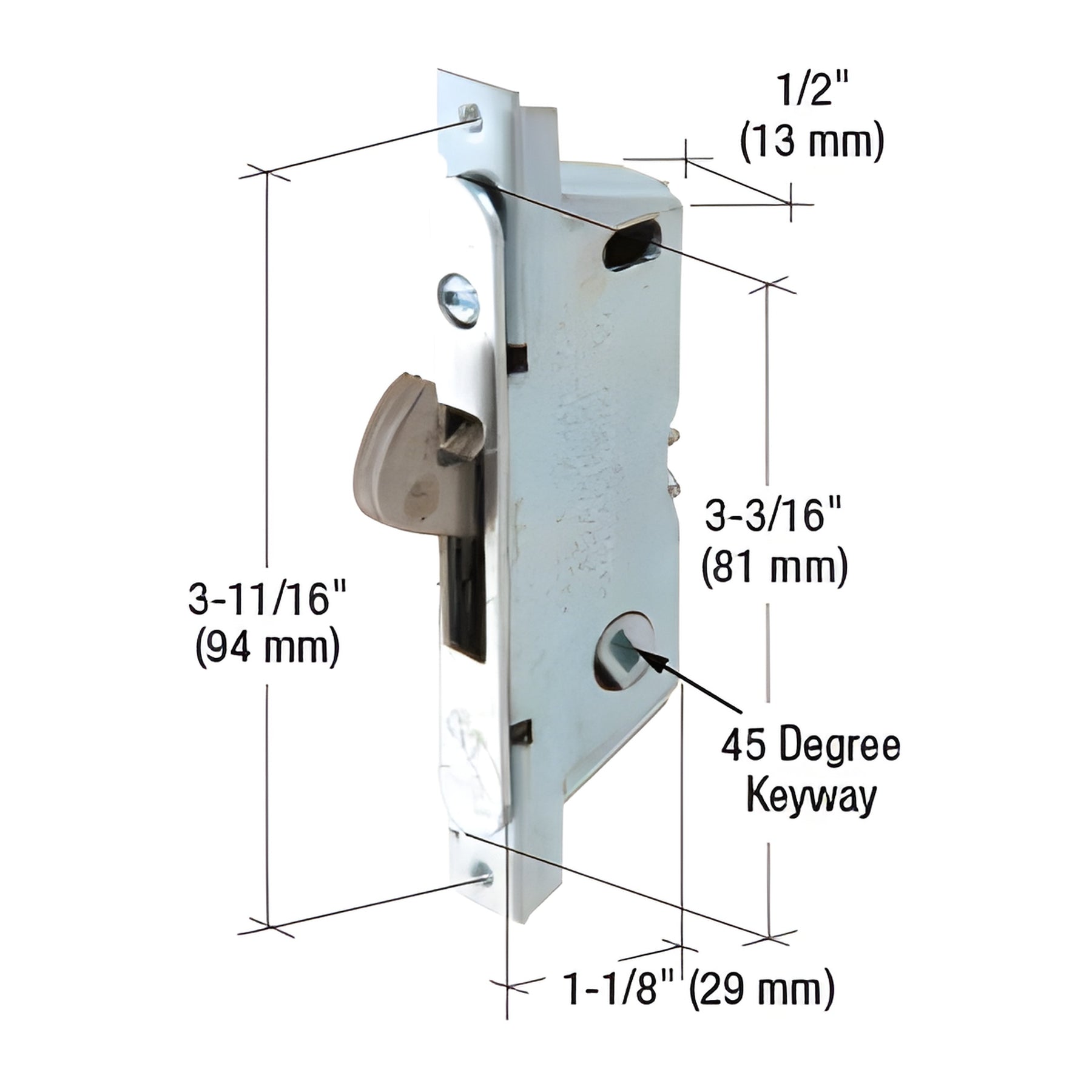CRL 1/2" Wide Round End Face Plate Mortise Lock with Automatic Latching for Adams Rite® Doors