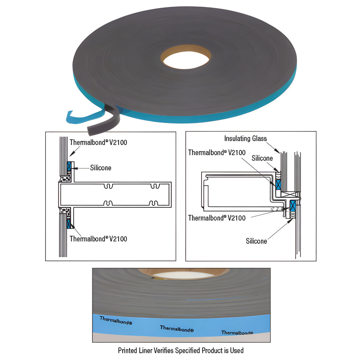 CRL 1/4" x 1/2" Saint-Gobain/Norton V2100 Thermalbond® Structural Glazing Spacer Tape