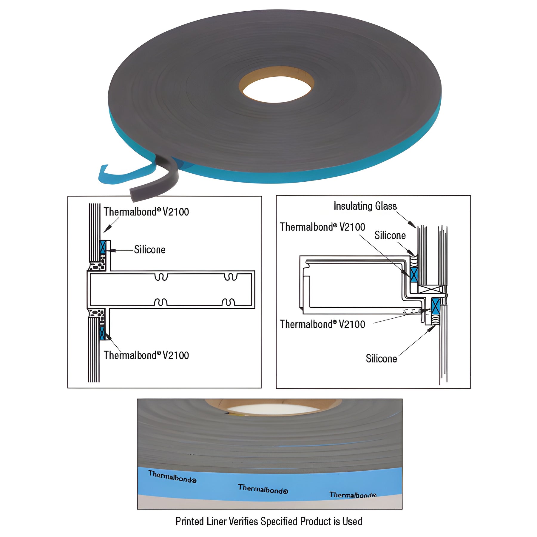 CRL 1/4" x 1/2" Saint-Gobain/Norton V2100 Thermalbond® Structural Glazing Spacer Tape