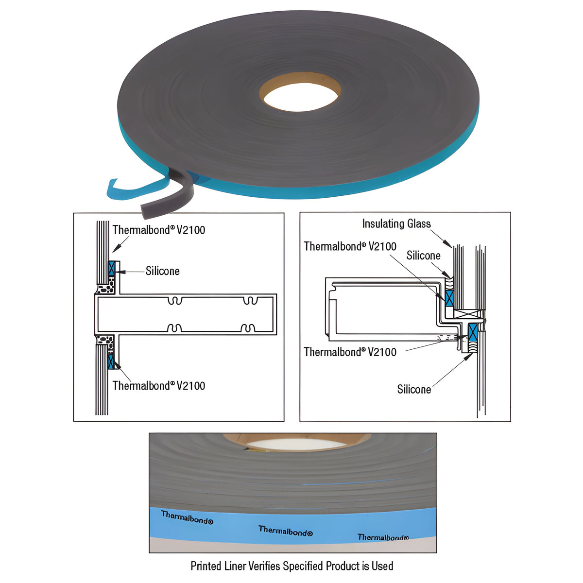 CRL 1/4" x 1/4" Saint-Gobain/Norton V2100 Thermalbond® Structural Glazing Spacer Tape