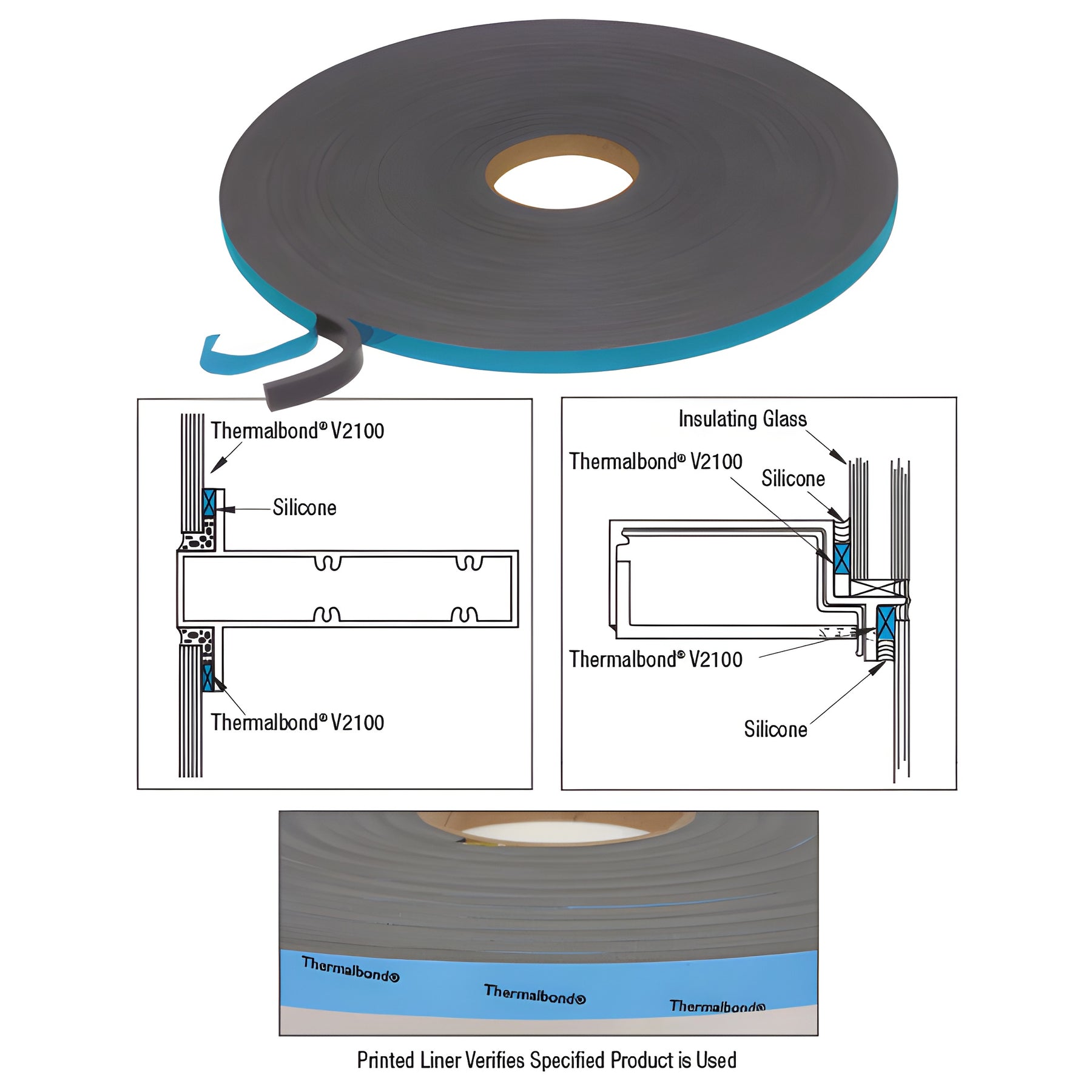 CRL 1/4" x 1/4" Saint-Gobain/Norton V2100 Thermalbond® Structural Glazing Spacer Tape