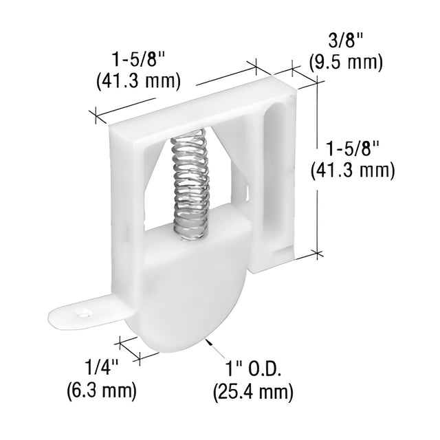 CRL 1" Nylon Sliding Screen Door Bottom Roller for Academy Uni-fit Doors