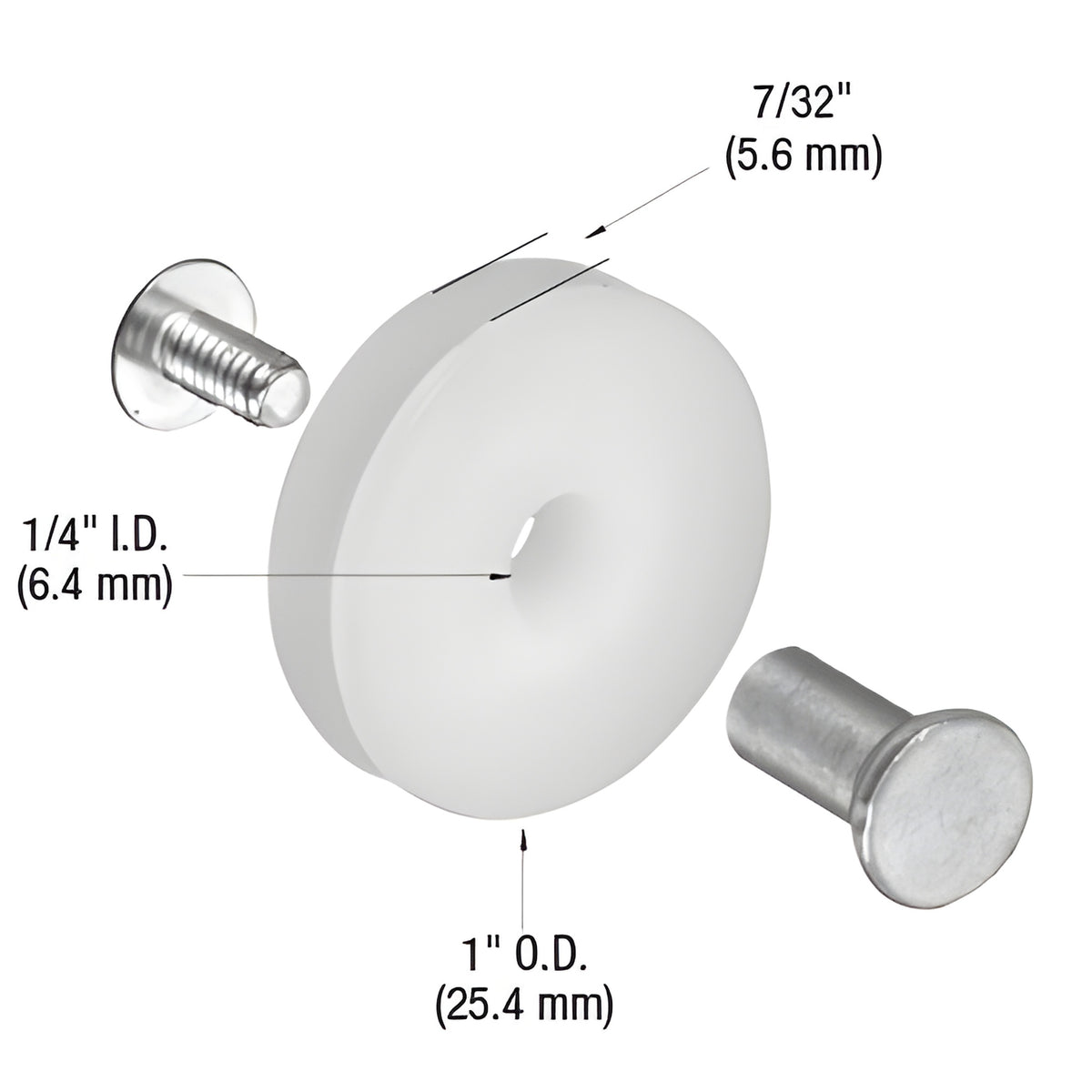 CRL 1" Nylon Sliding Screen Door Roller with Center Groove for Air Control Doors