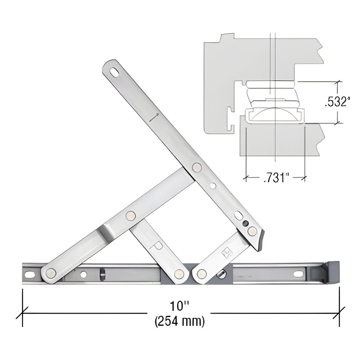 CRL 10" 4-Bar Secure Style Casement Hinge