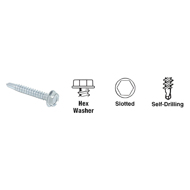 CRL 10 x 1" Hex Washer Head Self-Drilling Screws