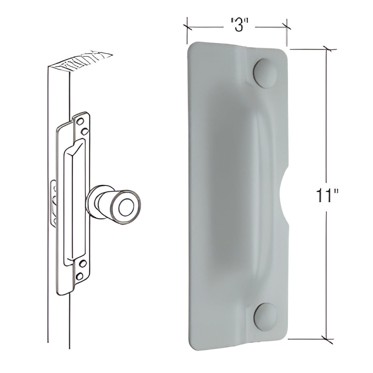CRL 11" Gray Latch Shield for Flush Mounted Doors