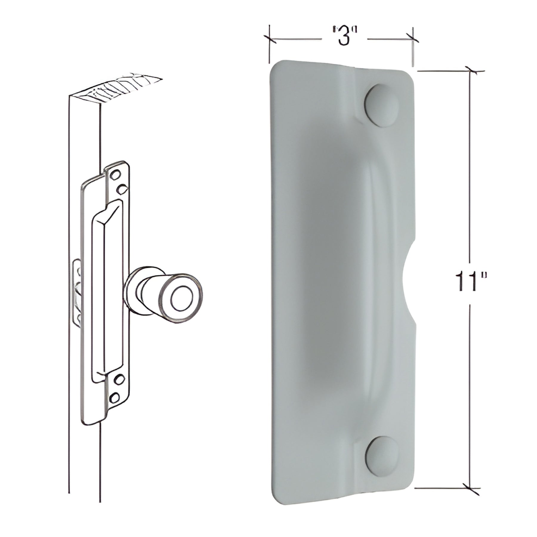CRL 11" Gray Latch Shield for Flush Mounted Doors