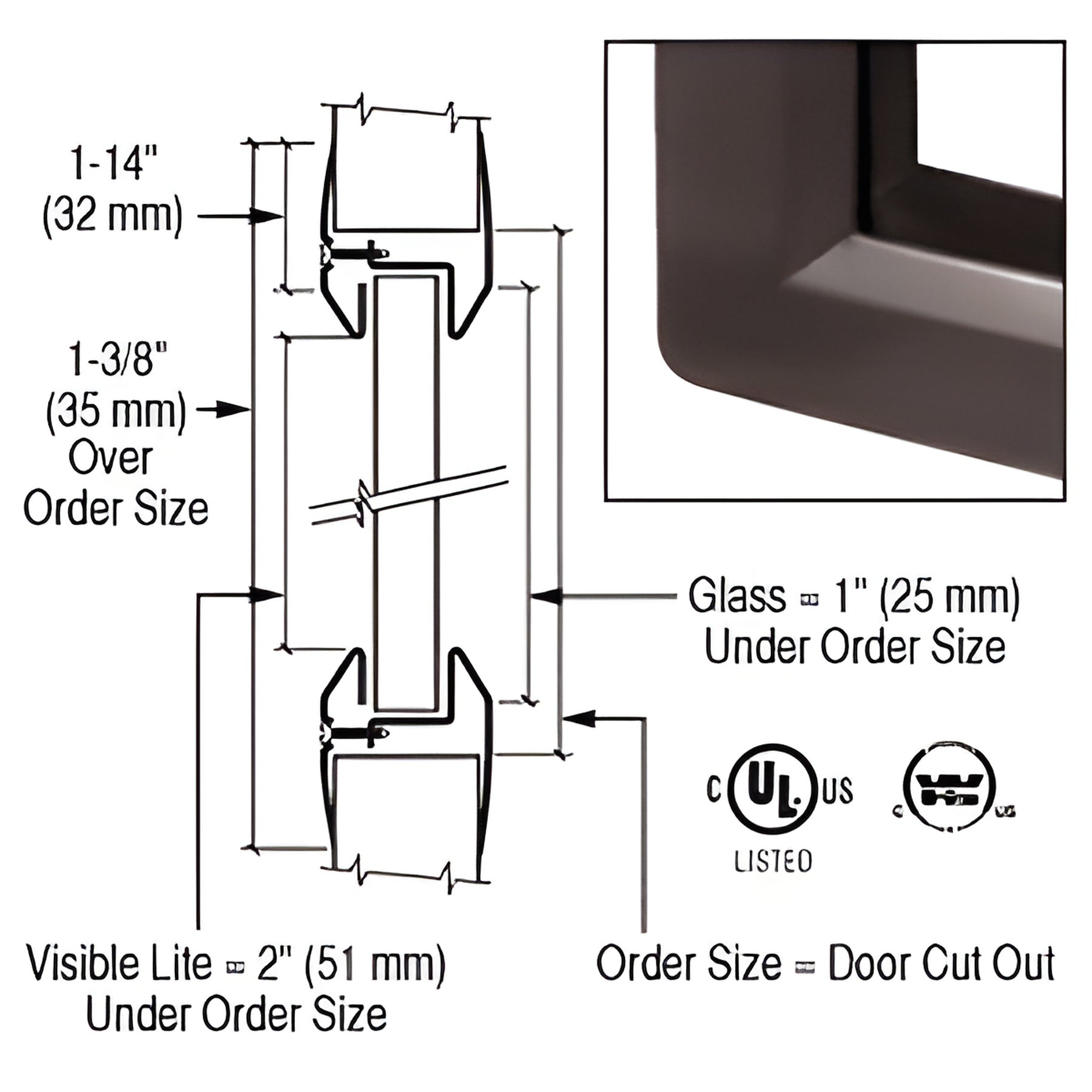CRL 12" x 12" Slimline Series Door Vision Lites