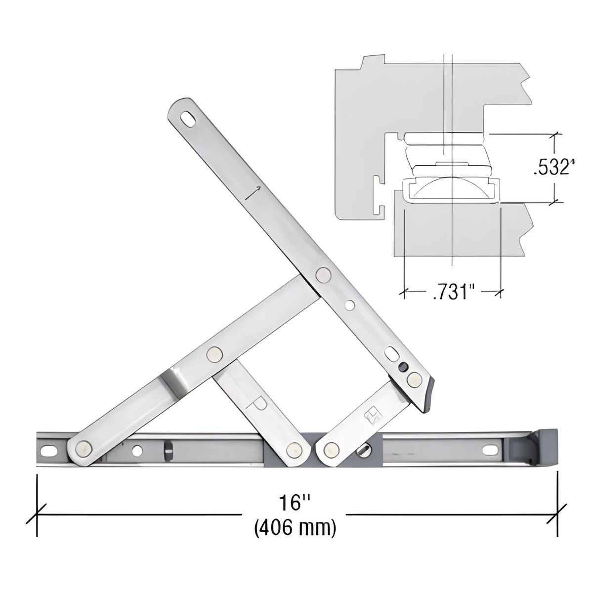 CRL 16" 4-Bar Secure Style Casement Hinge