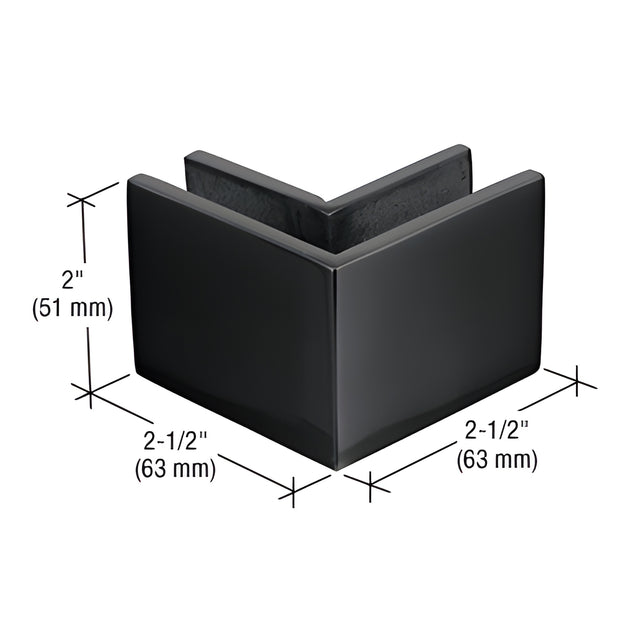 CRL 2-1/2" x 2" Matte Black 90º Outside Corner Mall Front Clamp
