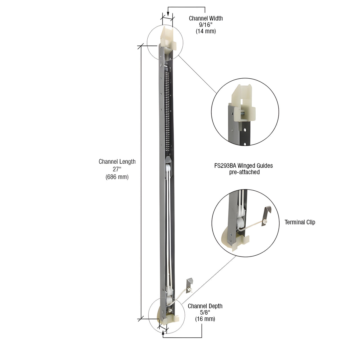CRL 2630 Window Channel Balance with FS293BA Guides Attached