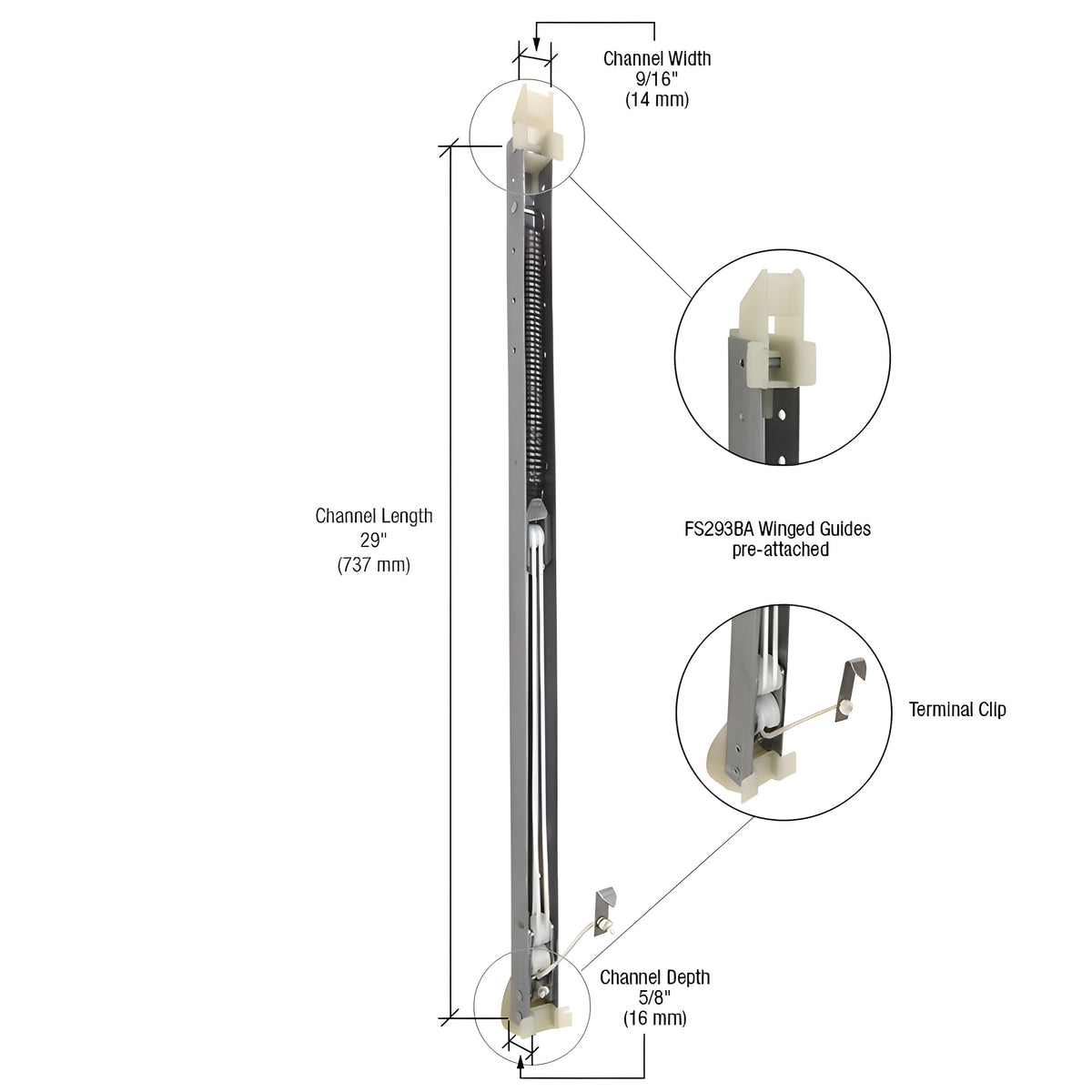 CRL 2820 Window Channel Balance with FS293BA Guides Attached