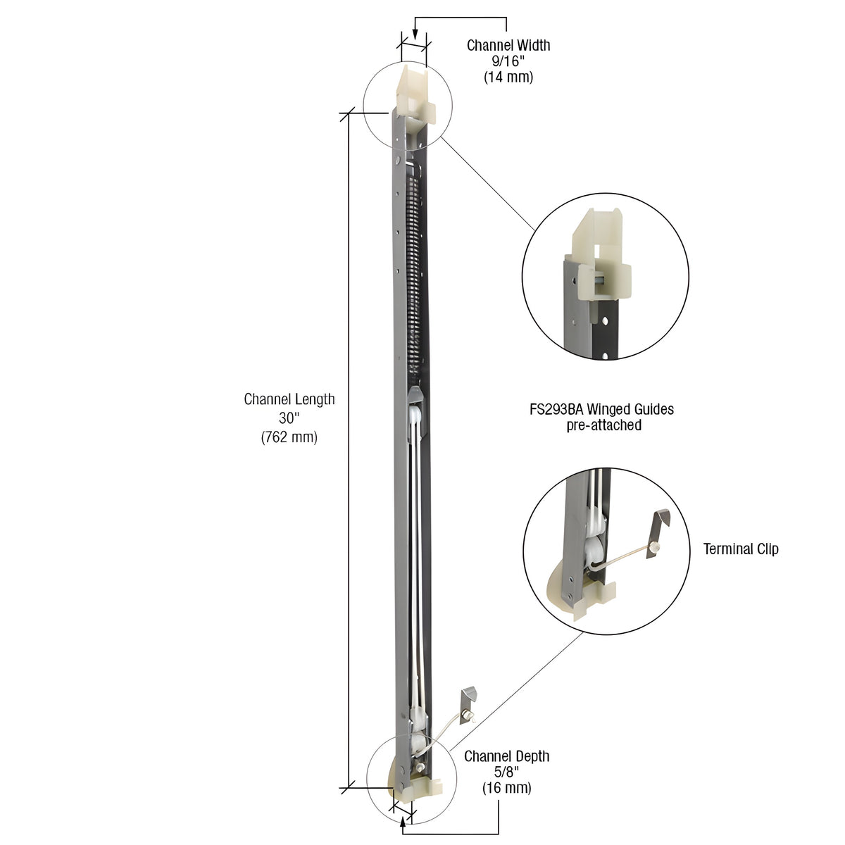CRL 2930 Window Channel Balance with FS293BA Guides Attached